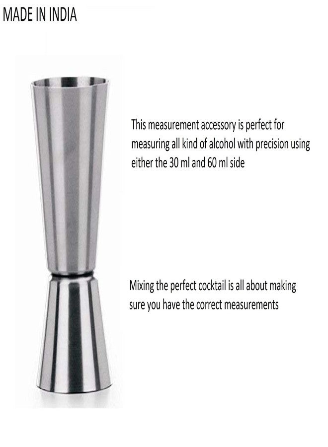 Dynore مجموعة قياس الويسكي من الفولاذ المقاوم للصدأ من داينور، مكونة من 6 قطع (30 و60 مل)، تتضمن وتدًا طويلًا مزدوج الجوانب وأداة قياس الويسكي. - Image 3